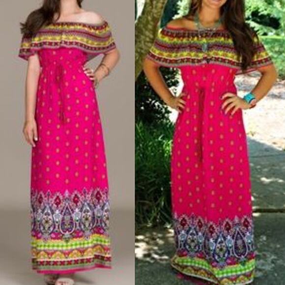 Flying Tomato | Off The Shoulder Maxi Dress Sz S - Picture 1 of 5